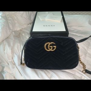 SOLD GG Marmont small velvet shoulder bag in black